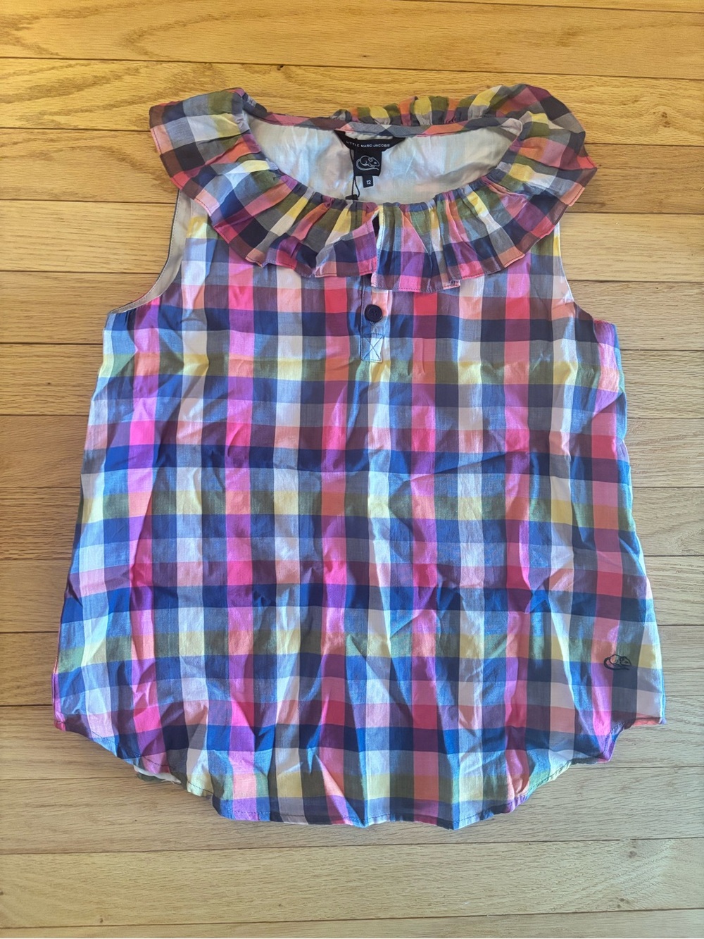 nwot Little Marc Jacobs Girls Multi-Color Plaid Ruffle Tank Top